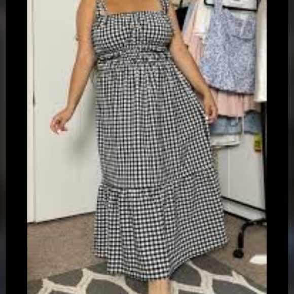 NWT Lane Bryant Square-Neck Flounce Hem Gingham Midi Dress Size 18/20 - Picture 2 of 6